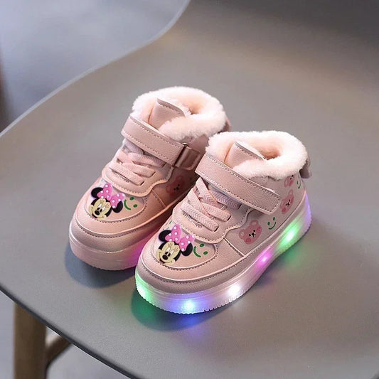 casual shoes Disney spring fall LED Toddler shoes children cartoon casual shoe Minnie soft-soled girls light up sneakers baby
