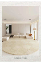 Modern Rugs for Bedroom Fluffy Soft Lounge Rug Thick Cloakroom Round Floor Mat Cream Living Room Decoration Anti-slip Carpet