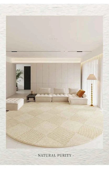 Modern Rugs for Bedroom Fluffy Soft Lounge Rug Thick Cloakroom Round Floor Mat Cream Living Room Decoration Anti-slip Carpet
