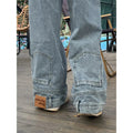Ins Fashion American Retro Baggy High Waisted Jeans Woman High Street Denim Pants Reversible Trousers Streetwear Loose Jeans SS69 51.69 Blue / XL