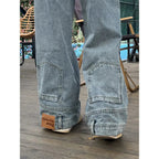 Ins Fashion American Retro Baggy High Waisted Jeans Woman High Street Denim Pants Reversible Trousers Streetwear Loose Jeans SS69 51.69 Blue / XL