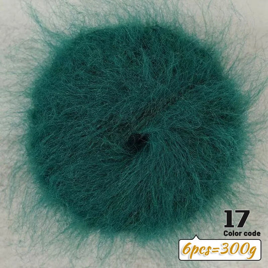300g Colorful Long-Haired Alpaca Mohair Yarn Handmade DIY Material Knitting Autumn and Winter Fashion Women's Sweater Sweater Jacket Shawl Yarn Ball 1 Piece = 6 Pieces = 300g