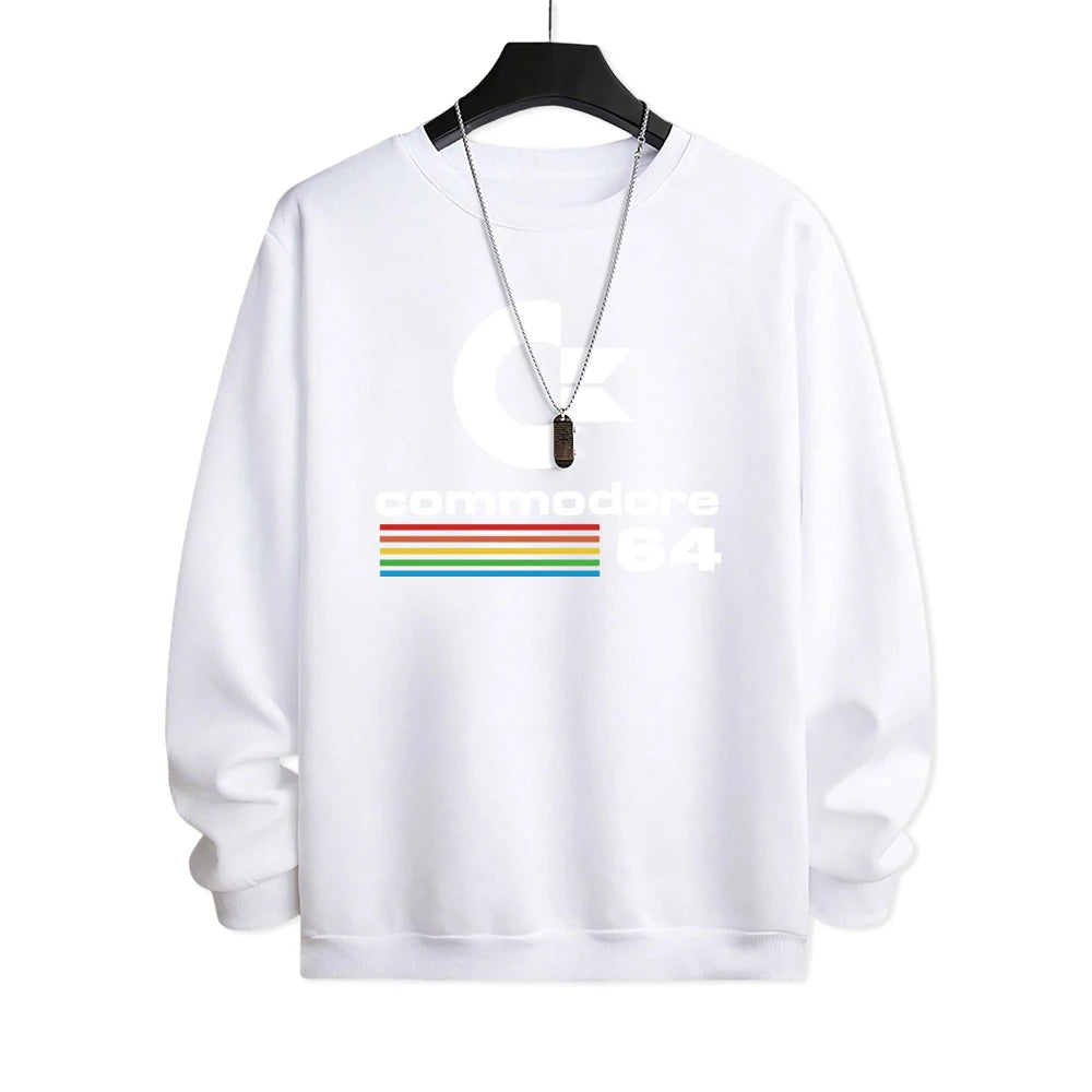 Commodore 64 Fun Logo Printed Hoodies Mens Oversized Pullover Hoody Loose Comfortable Clothes Fleece Casual Hoody Men Warm SS69