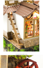 DIY Wooden Chinese Ancient Casa Miniature Building Kits Bookend With Lights Assembled Bookshelf Home Decoration Friends Gifts SS69