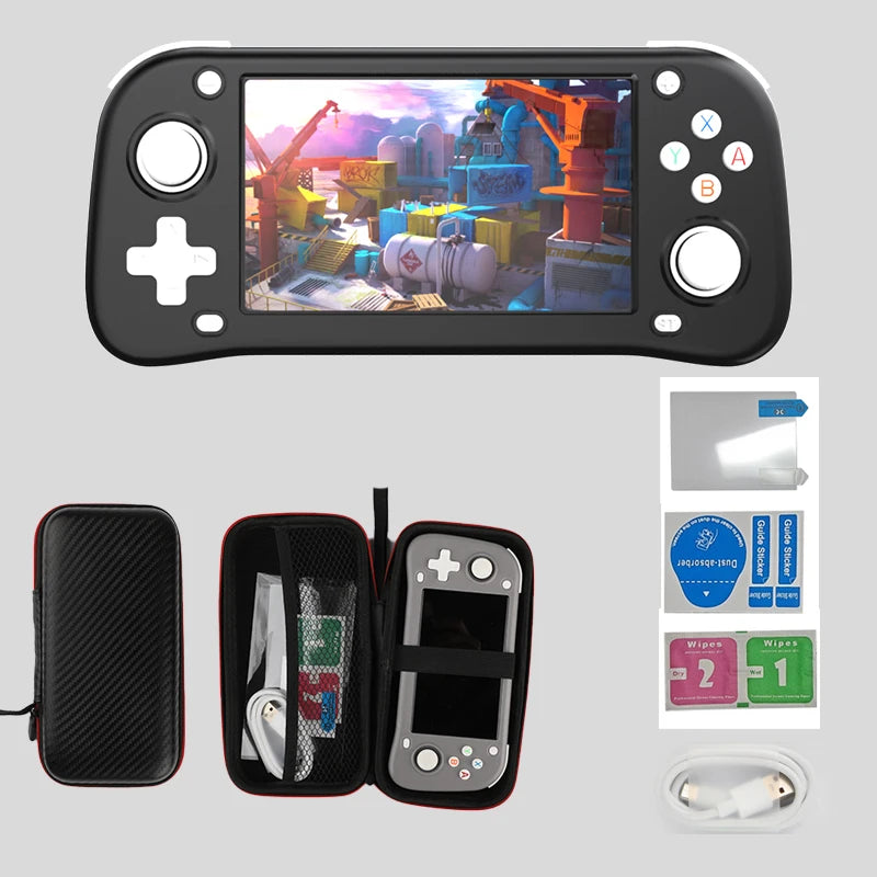 WDYQJE Open Source XF43 Retro Handheld Game Console Linux System Gaming Video Players Console Portable Pocket Device Child Gift SS69 74.69 black / 128GB