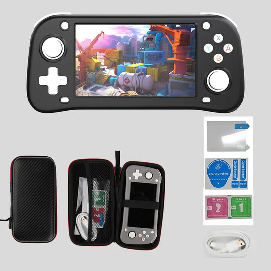 WDYQJE Open Source XF43 Retro Handheld Game Console Linux System Gaming Video Players Console Portable Pocket Device Child Gift SS69 74.69 black / 128GB