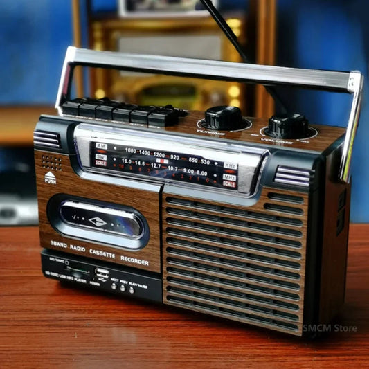 Portable Vintage Retro USB AM/FM/SW Multiband Radio Stereo Wireless Bluetooth Boombox Mp3 Audio Cassette Tape Player Recorder TF SS69