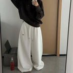 BiggOrange Women's High-Waist Wide-Leg Sweatpants - Black