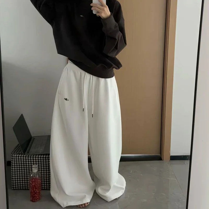 BiggOrange Women's High-Waist Wide-Leg Sweatpants - Black