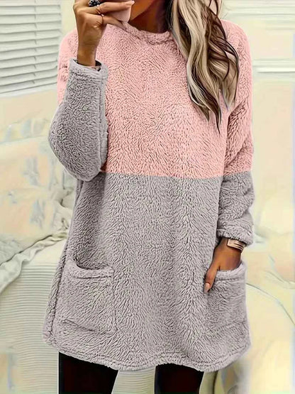 Plus-size European and American cross-border  autumn and winter new casual print pocket plush sweatshirt