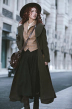 Lautaro Autumn Winter Long Warm Wool & Blends Coat for Women Shawl Collar Single Breasted Elegant Fit and Flare Woolen Overcoat