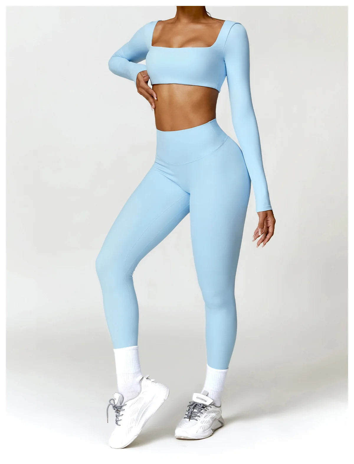 2PCS Yoga Suit Sports Set Women Quick-Drying Gym Set Women Tracksuit Running Workout Long Sleeve Sports Shirt Yoga Clothing SS69