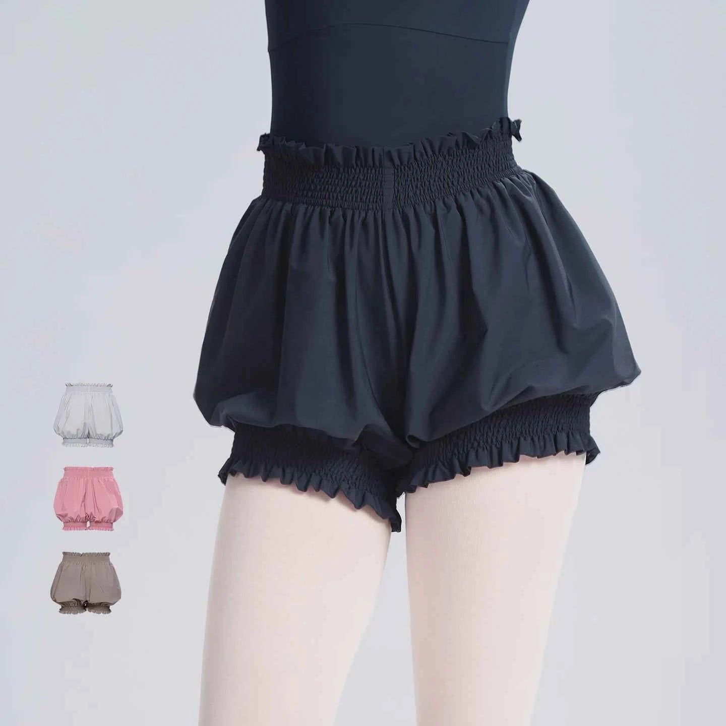 Women's High Waist Flower Bud Dance Short Pants Nylon Bloomers Dance Shorts Black White Adult Ballet Shorts Safety Pants