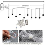 Christmas Curtain Lights LED String Lights with Tree Snowflake Star Deer Bell USB Remote 8 Modes Home Decor