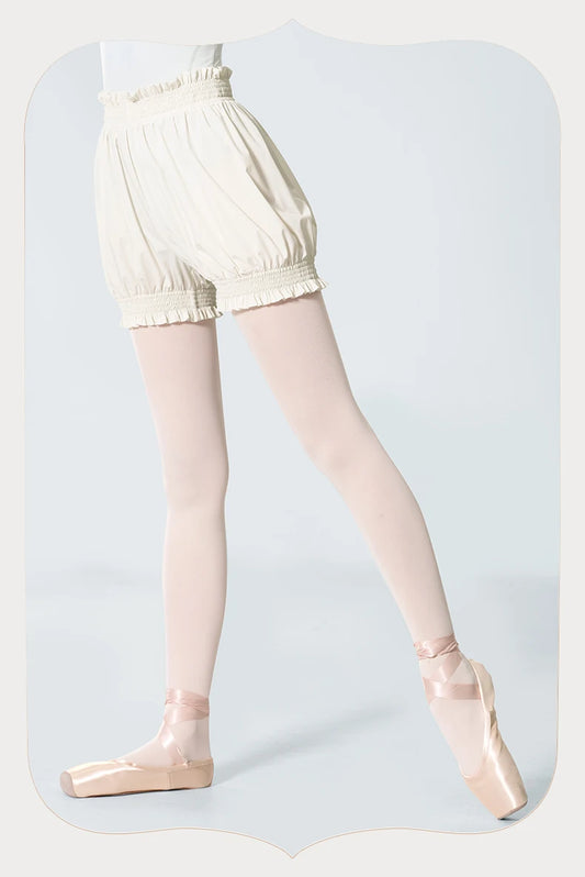 Women's High Waist Flower Bud Dance Short Pants Nylon Bloomers Dance Shorts Black White Adult Ballet Shorts Safety Pants