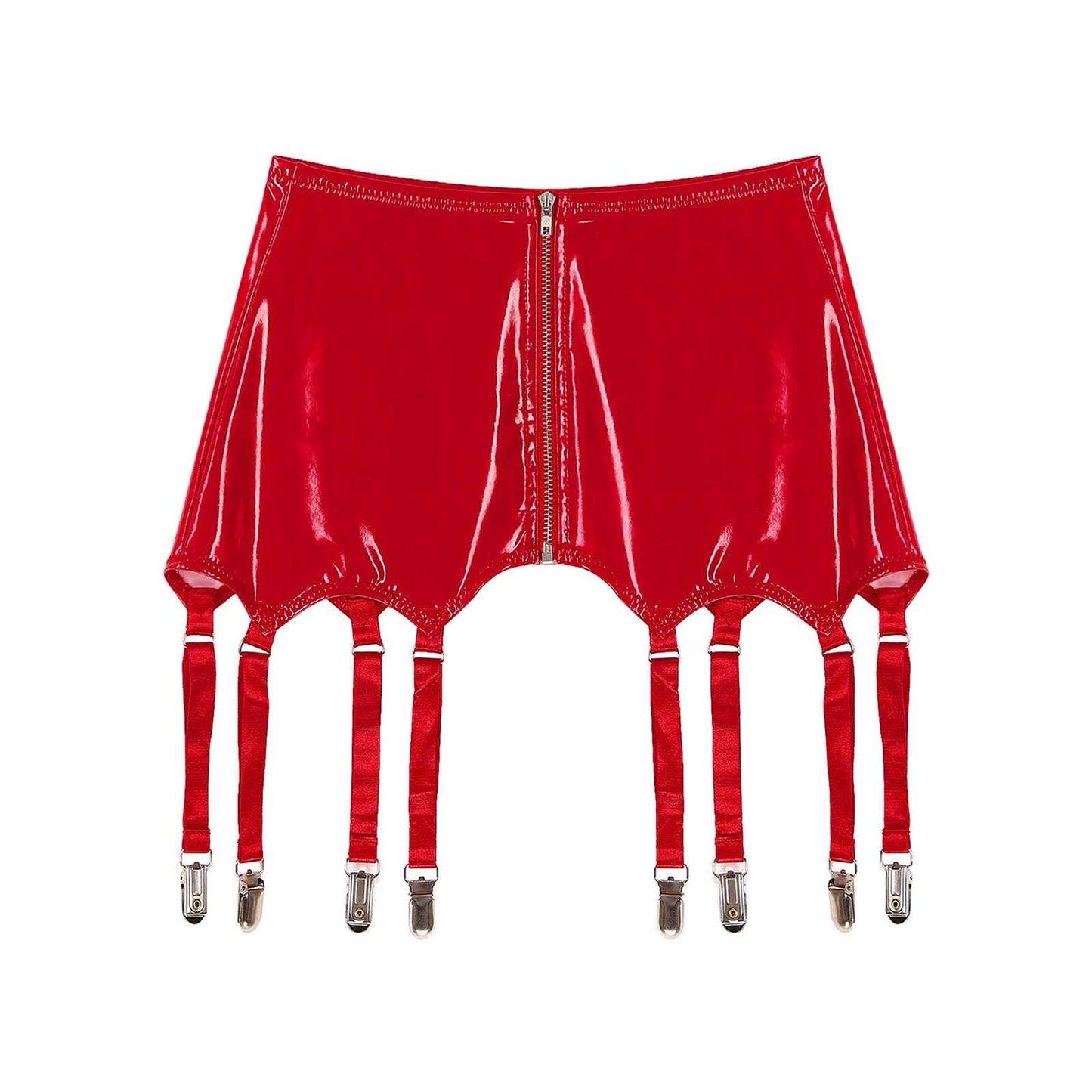 Womens Garters Suspender Belt Skirts Ladies Wet Look Mini Skirts Leather Garters with Metal Clips Clubwear Costume Underwear