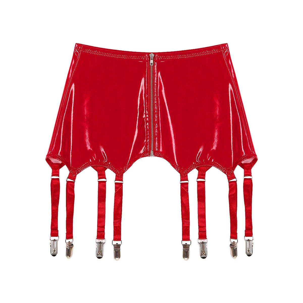 Womens Garters Suspender Belt Skirts Ladies Wet Look Mini Skirts Leather Garters with Metal Clips Clubwear Costume Underwear