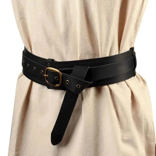 SS69 Medieval Viking Waist Belt, Faux Leather Wide Knight Costume Accessory