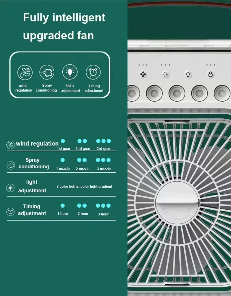 New 3 In 1 Fan AIr Conditioner Household Mini Air Cooler LED Night Light Portable Humidifier Air Adjustment Fan Office Home Fan SS69
