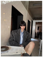 Mauroicardi Autumn Winter Oversized Extra Long Warm Thick Gray Wool & Blends Coat Women Loose Casual Fluffy Korean Fashion 2024