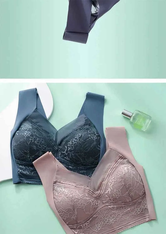 L-6L Women Large Bra Push Up Ice Silk Seamless Upper Bralette Lace Wireless Summer Bras Top Lingerie Underwear Brasieres Mujeres