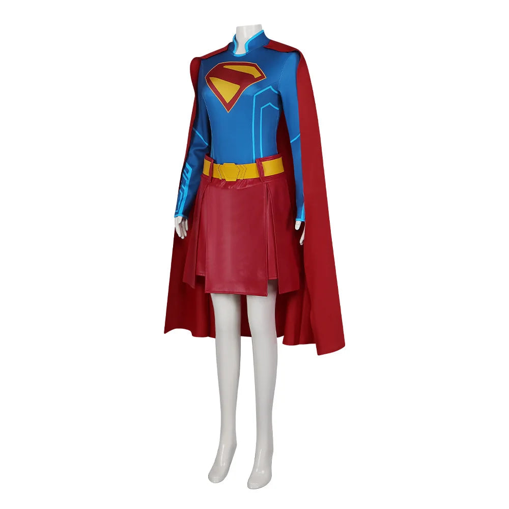 Super Girl cosplay costume, Tomorrow's Girl cosplay costume, Halloween stage performance, complete set of costumes with cloak