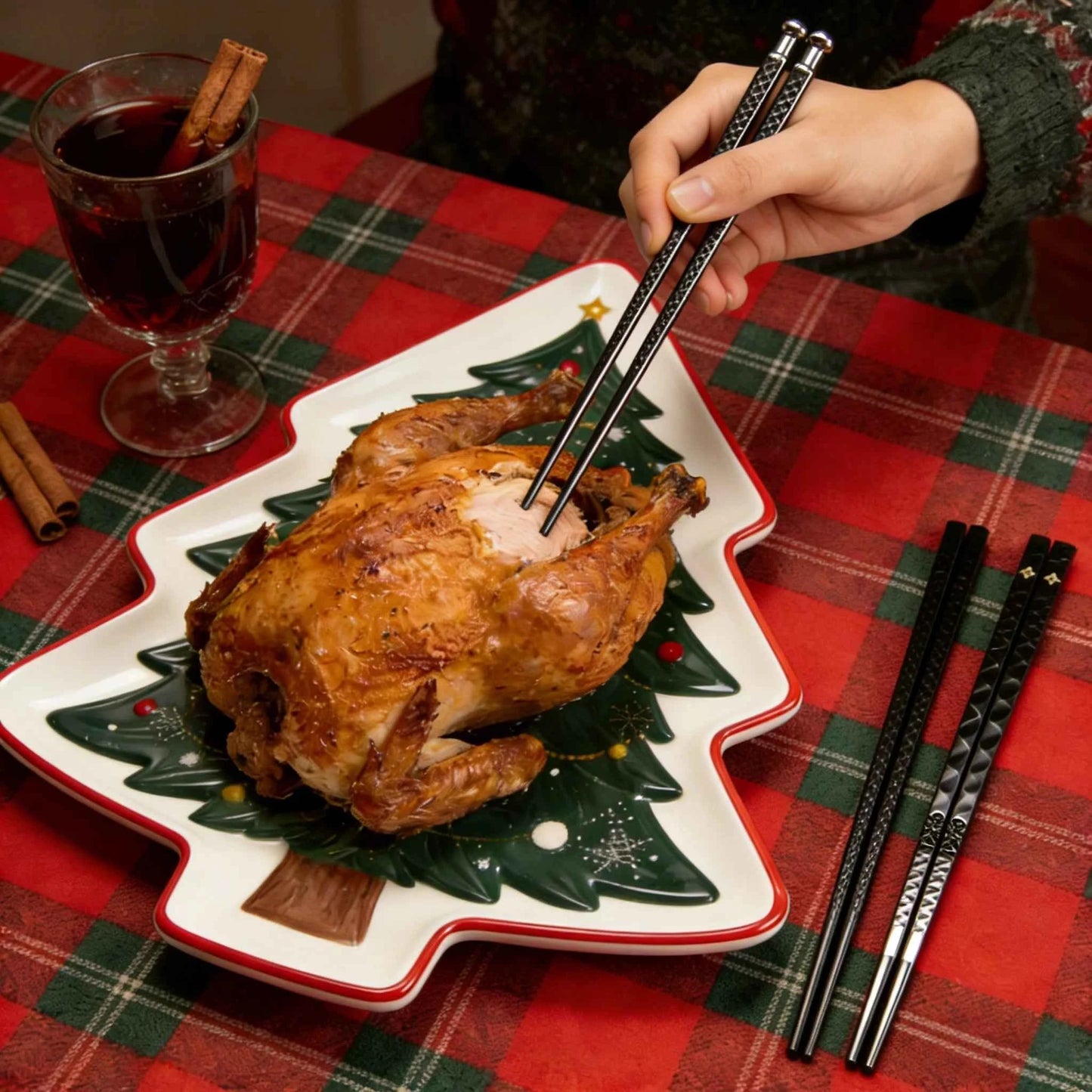 5-Pair Set Black Alloy Chopsticks - Durable & Dishwasher Safe, Elegant Dining Utensils for Holiday Family Feasts