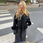 TARUXY Women's Double-Sided Wool Coat with Removable Sashes