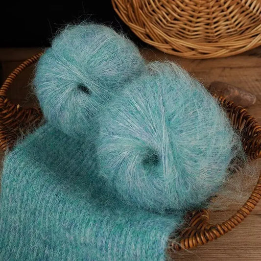 300g Colorful Long-Haired Alpaca Mohair Yarn Handmade DIY Material Knitting Autumn and Winter Fashion Women's Sweater Sweater Jacket Shawl Yarn Ball 1 Piece = 6 Pieces = 300g