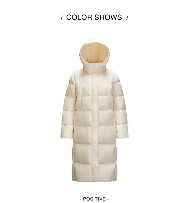 Semir Women's Long Hooded Down Jacket - 90% Duck Down