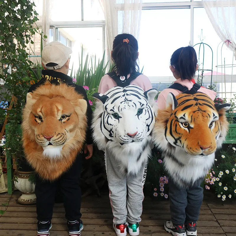 3D Animal Design Backpack for Girl Tiger Lion Leopard Panda Fur School Bags Women Chain Clutch Crossbody Shoulder Bags Purse