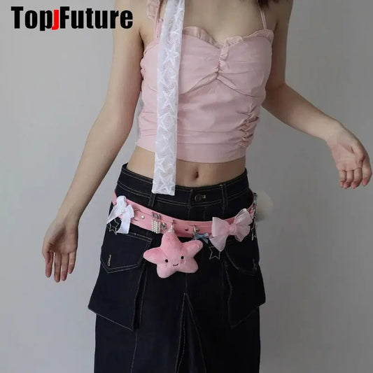 SS69 Gothic Lolita Punk Harajuku Belt with Heart, Star, and Bow Pendants