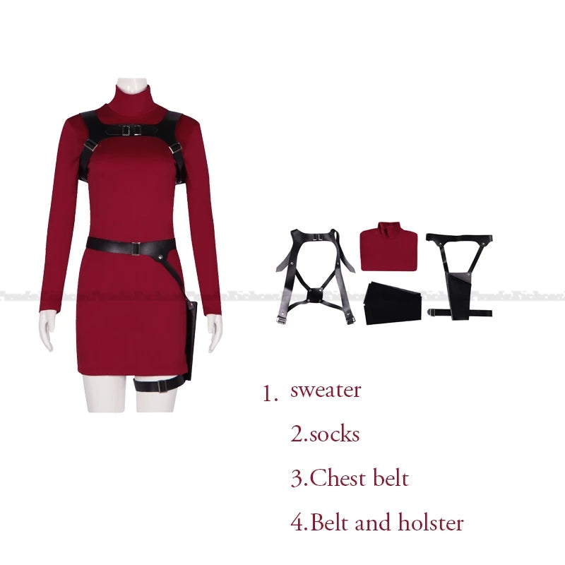 Ada Wong Resident Evil Red Cheongsam Cosplay Dress for Women