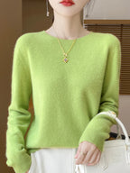 Addonee Women's 100% Merino Wool O-Neck Pullover Sweater