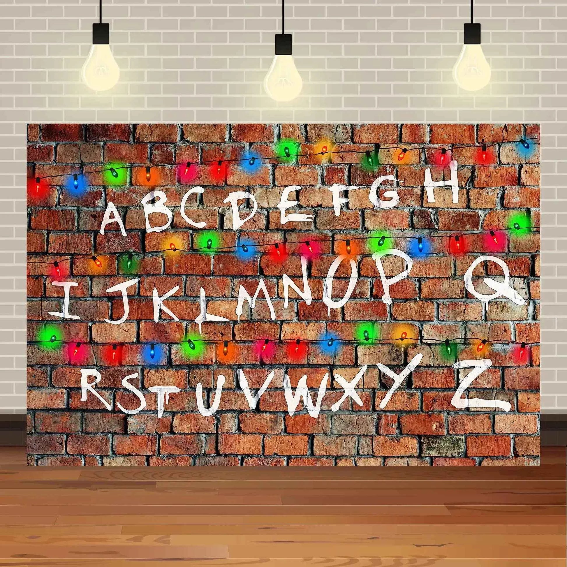 American TV Stranger Theme Background Lights Alphabet Episode Series Vinyl Banner Party Decoration Supplies Photo Prop Baby Gift