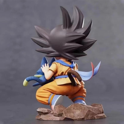 Dragon Ball Childhood Little Goku Hugs Puer Ya Mu Tea Little Follower Figures Doll Pvc Model Statue Collection Toys Ornamen Gift SS69