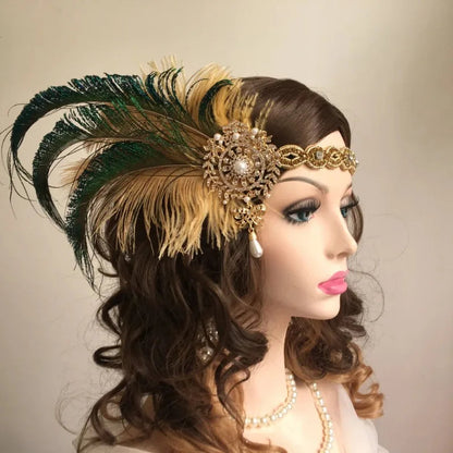 1920s Headpiece Great Gatsby Accessories Flapper Headband Wedding Headpieces for Bride Roaring 20's Art Deco Hair Clip SS69