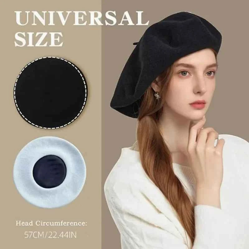 100% Wool England Spring Oversize Women Berets Head Elegant Artist Hats Lady Beret Flexible Stylish Big Warm Painter Cap Bonnet