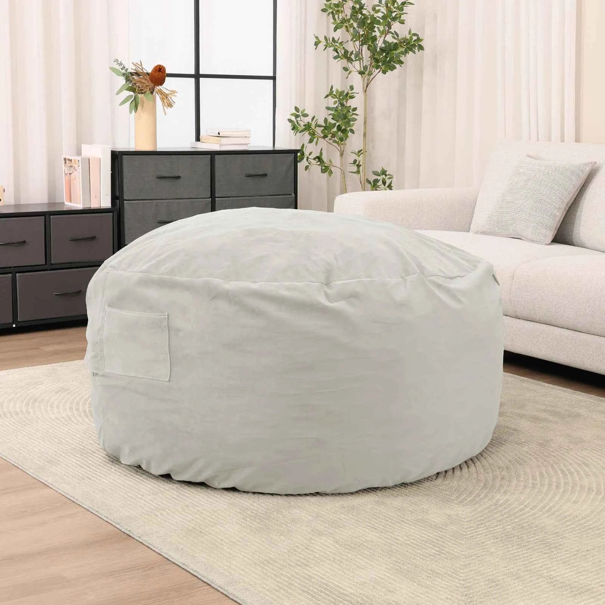 JHK Oversized 3/4FT Bean Bag Chair for Gaming Reading Lazy Sofa Foam Filled Couch with Removable Cover Living Room Furniture