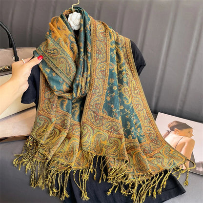 Luxury Brand Autumn Cashmere Pashmina Shawl Lady Wrap Warm Winter Scarves Design Print Female Foulard Cotton Stoles Scarf 2023 SS69
