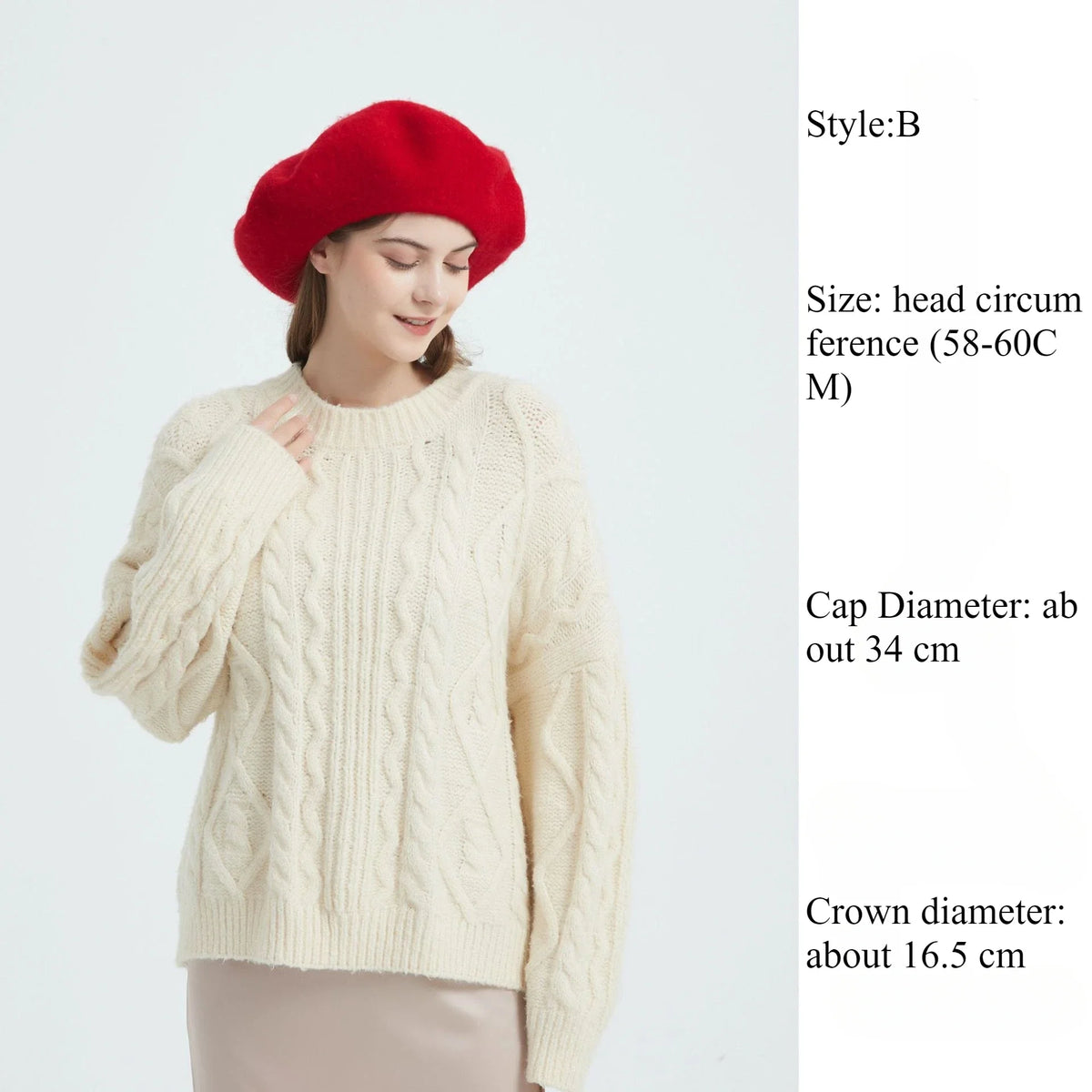 100% Wool England Spring Oversize Women Berets Head Elegant Artist Hats Lady Beret Flexible Stylish Big Warm Painter Cap Bonnet
