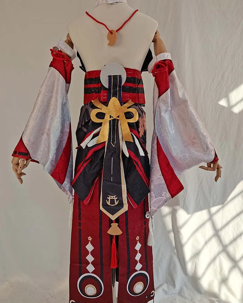 Genshin Impact Yae Miko Cosplay Costume with Wig, Ears, and Tail