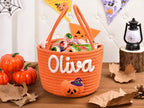 Custom Name Halloween Candy Basket, Personalized Cotton Trick or Treat Bag, Kids Candy Basket, Boo Basket, Halloween Gift,