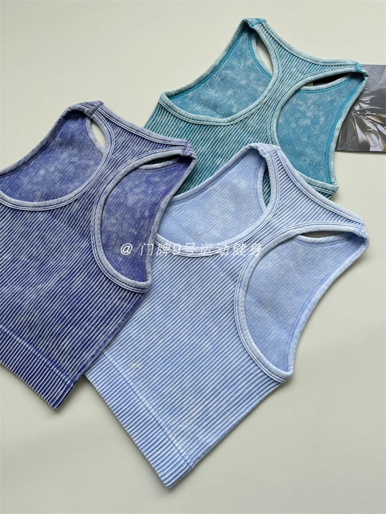 Seamless Yoga Top Fitness Sports  Gym Running Vest  Workout Women Athleisure Sleeveless Crop Top - SS69