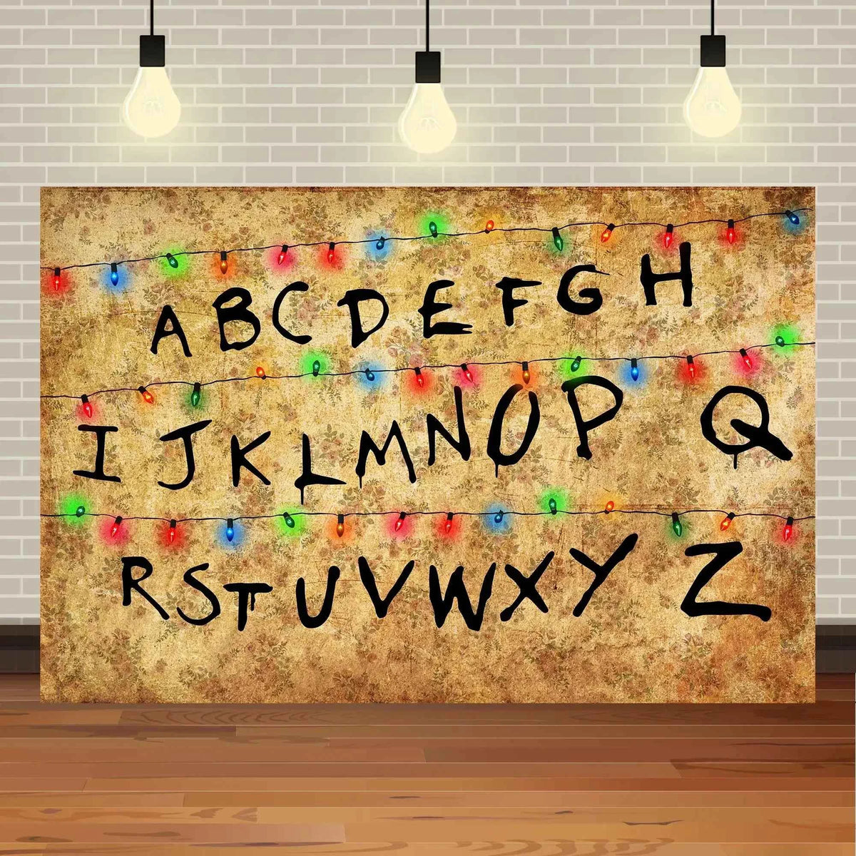 American TV Stranger Theme Background Lights Alphabet Episode Series Vinyl Banner Party Decoration Supplies Photo Prop Baby Gift