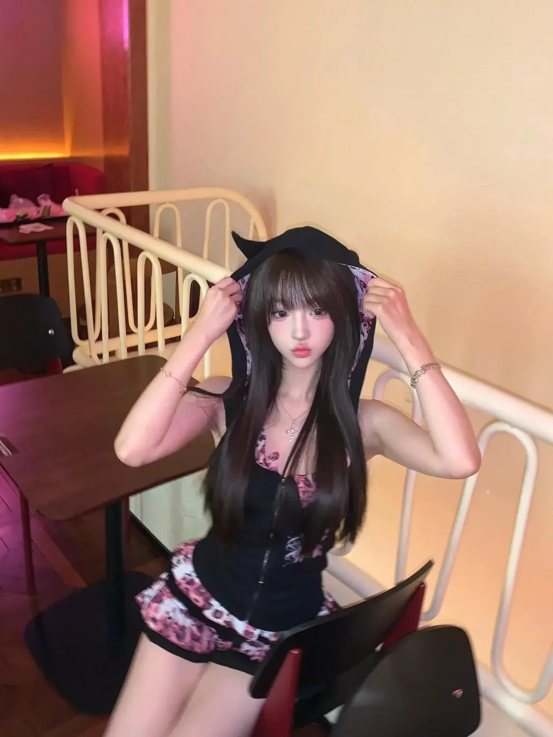 Japanese Sweet Bow Slim Lolita Zipper Hoodie Tops Women+ High Waist Leopard Print Patchwork Cake Skirts Y2K Skirt 2 Piece Sets SS69