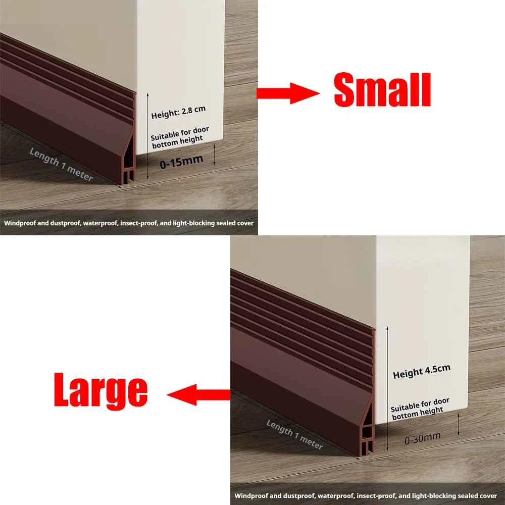 1M TPE Door Bottom Gap Sealing Strip Self-adhesive 3-layer Windproof Anti-Cold Noise Reduction Wearproof Window Weather Strip