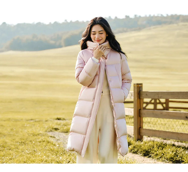 Semir Women's Long Hooded Down Jacket - 90% Duck Down