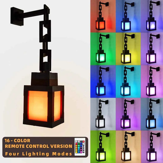 Pixel Design Led Night Light Type-C Rechargeable Remote Control Rgb Game Room Lights Multicolor Cartoon Style Lantern Wall Lamp