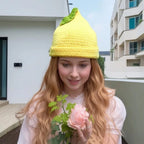 Crochet Strawberry Knit Hat - Warm Winter Beanie for Adults